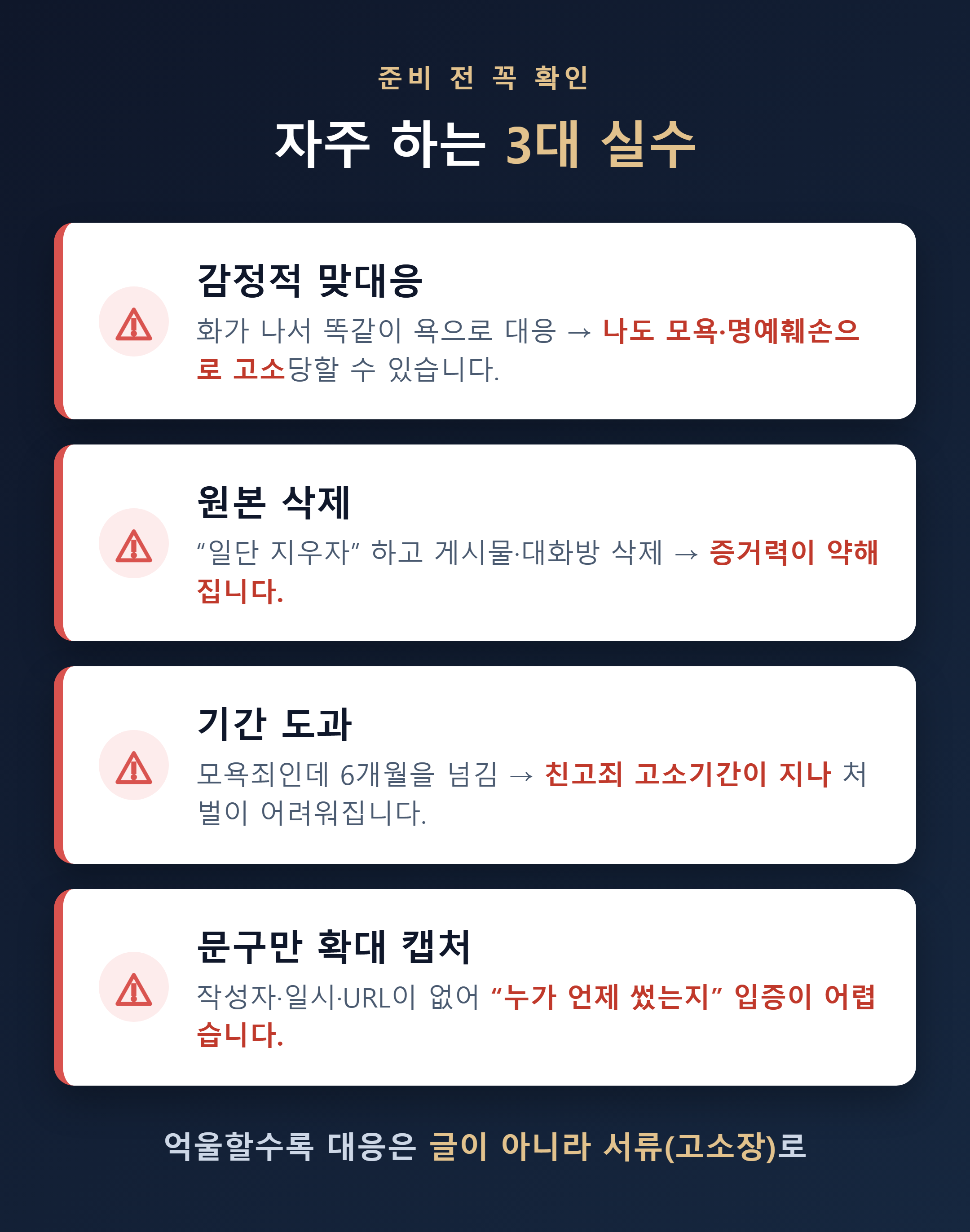 사이버 명예훼손 고소 준비 시 자주 하는 실수 정리