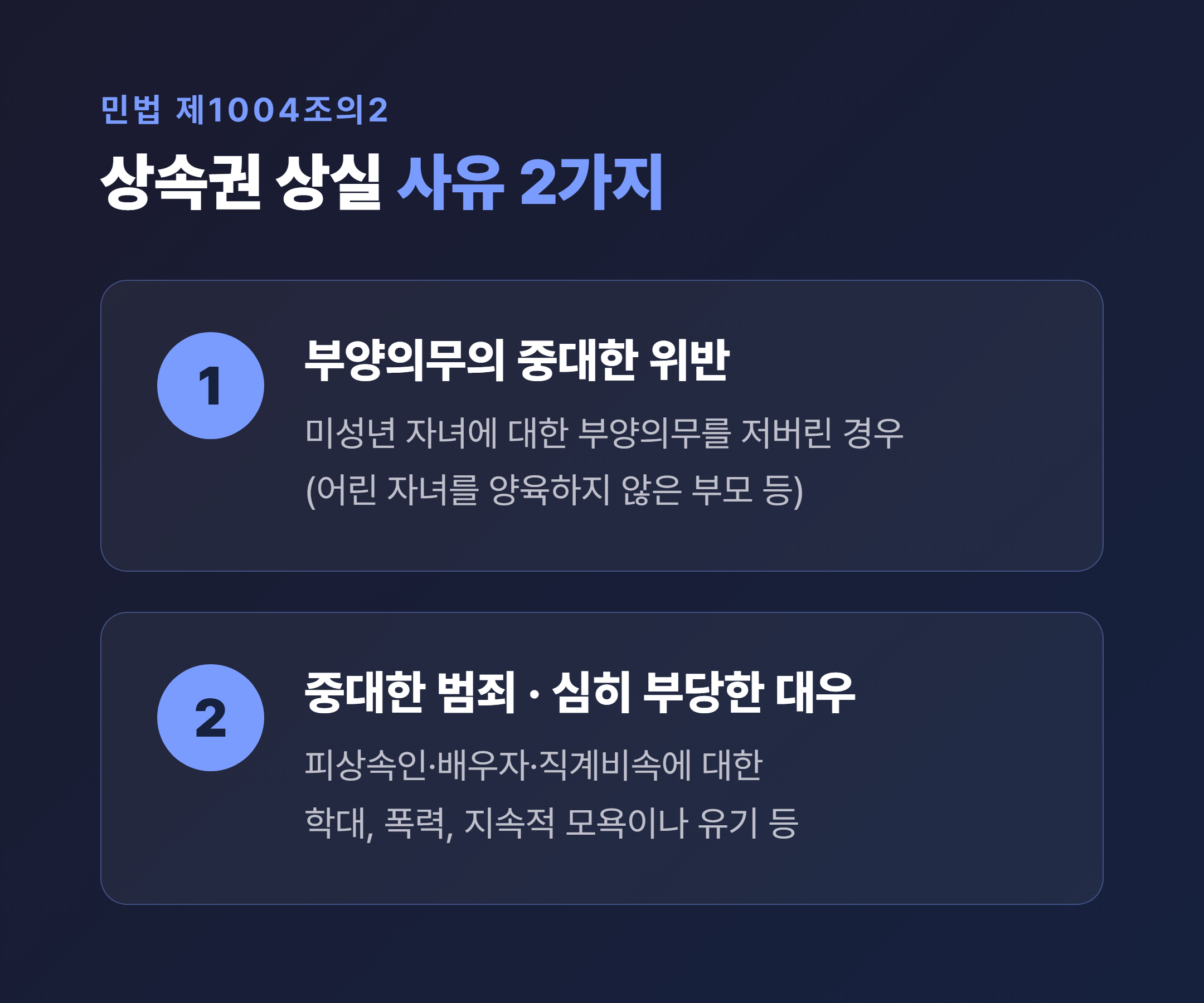 상속권 상실 사유 2가지 - 부양의무 중대 위반, 중대 범죄·심히 부당한 대우