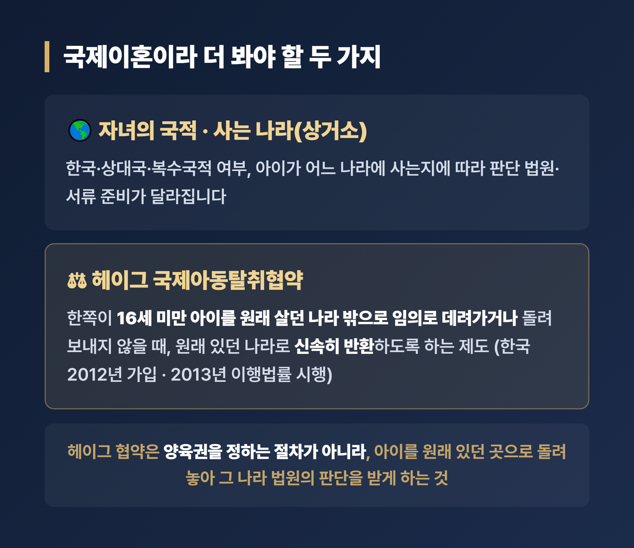 국제이혼 자녀 특유 사항 국적과 헤이그 협약