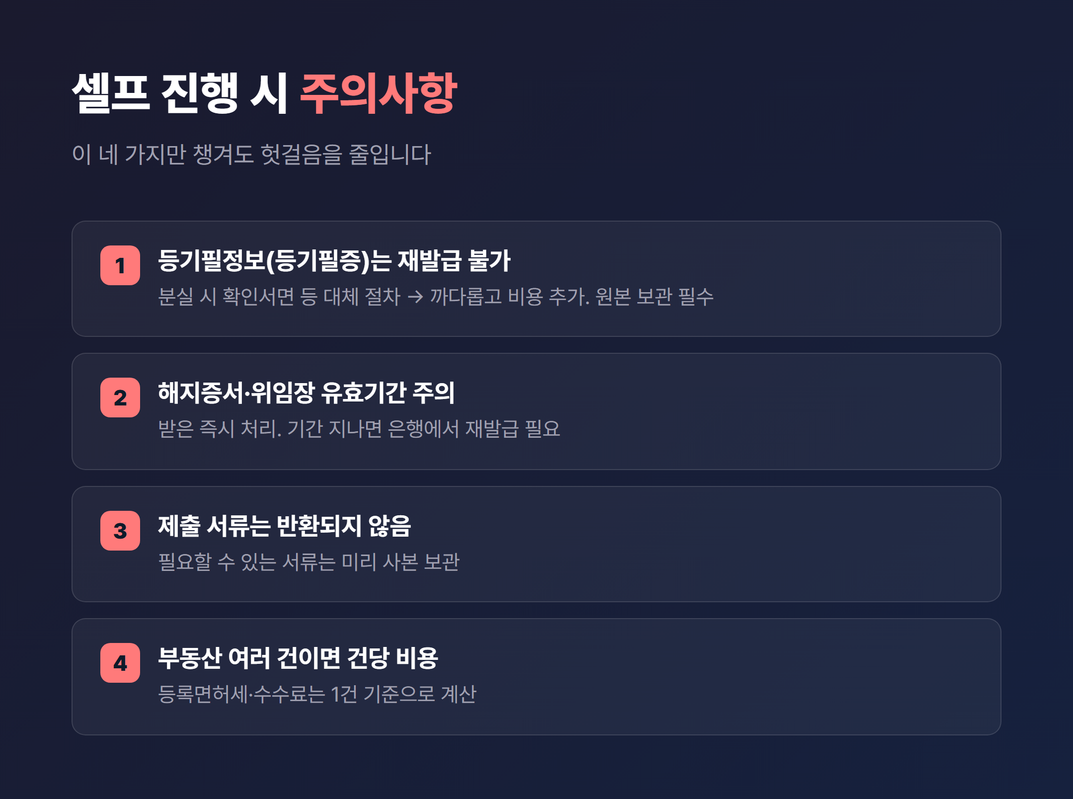 근저당 말소등기 셀프 흔한 실수와 주의사항 정리 인포그래픽