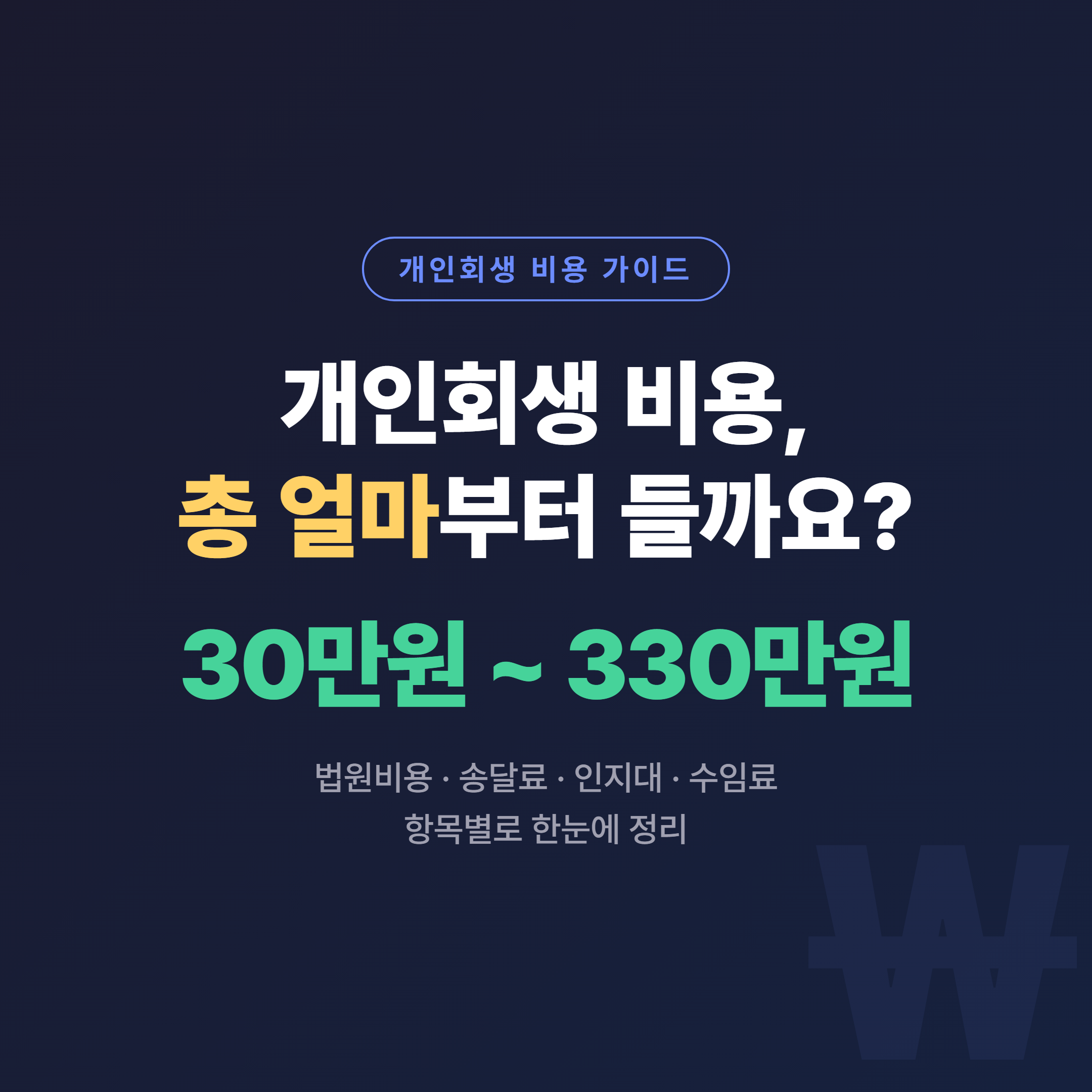 개인회생 비용 안내 - 법원에 내는 실비와 서류 작성 비용 한눈에