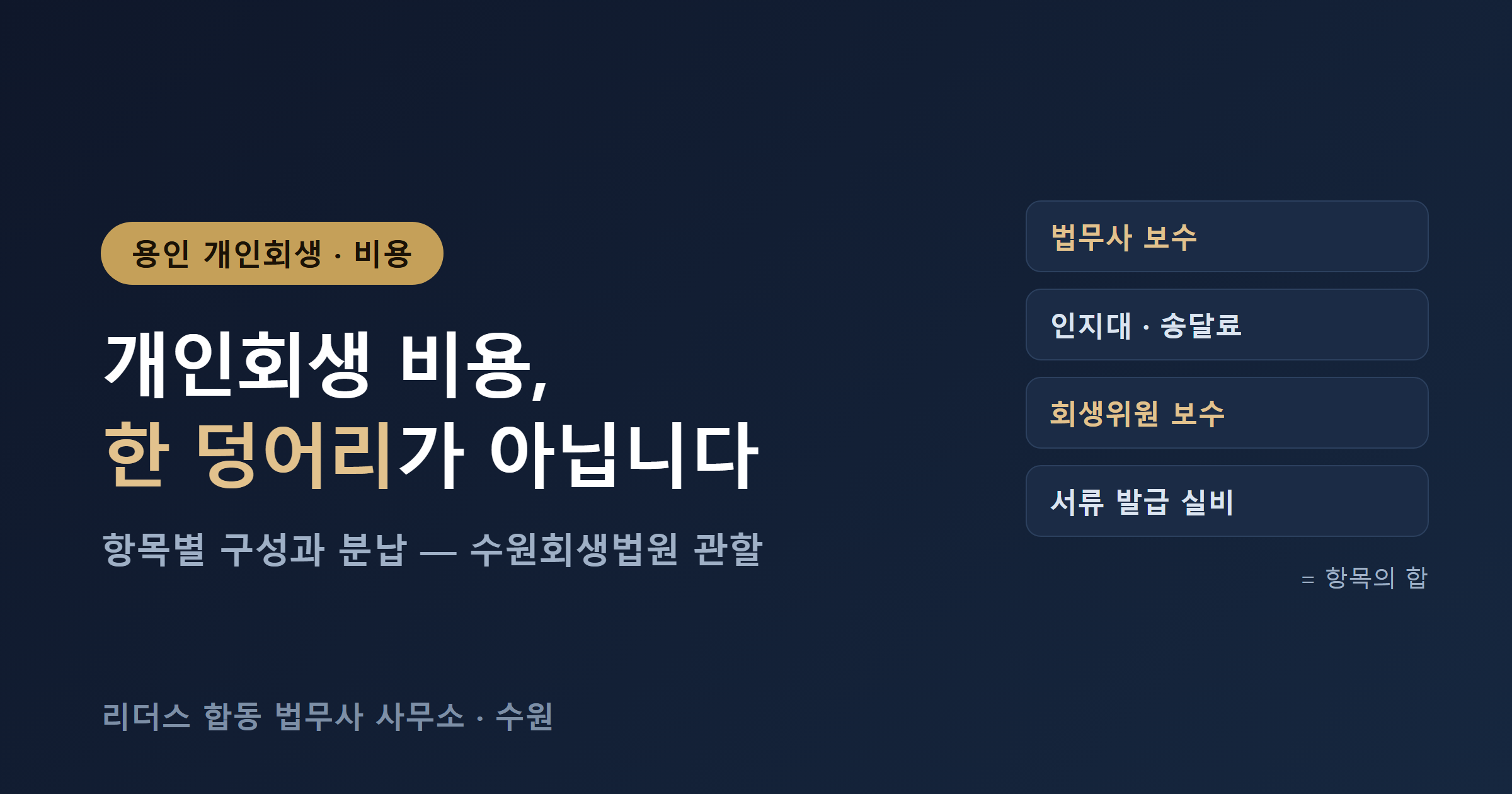 용인 개인회생 비용 항목별 구성 대표 이미지